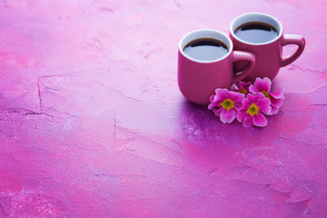 Obraz na płótnie Canvas spring coffee with flowers