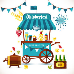 Beer festival illustration of tent with goods.