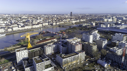 Obraz premium Nantes , Ile de Nantes, Tour de Bretagne, vue aérienne, ballon captif, baloon photo, 