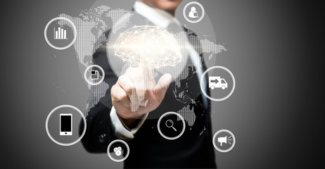 Business person working with modern virtual technology.