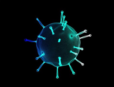 Virus, influenza, vista di un virus al microscopio, malattia infettiva
