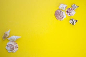 Travel and tourism concept. A bright yellow background, top view. Space for a text or product display.