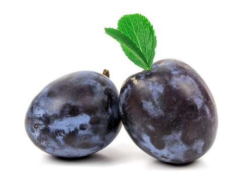  plums on white background  isolated