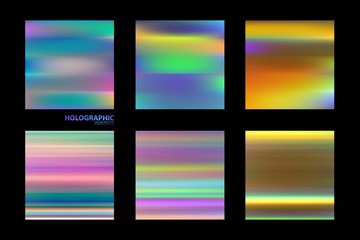 Fototapeta premium Fluid colors backgrounds set. Holographic effect.