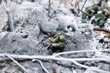 A miniature background by February 23 and May 9. Battle of Stalingrad. Russian soldiers are fighting the German fascist invaders.