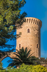 Fototapeta na wymiar Gothic ruins of the Bellver Caste, Palma, Majorca (Mallorca), Balearic Islands, Spain.