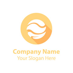 abstract logo design in circle flat icon style with long shadow