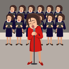 women's choir vector cartoon illustration