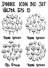 Tree doodle illustration circle form wallpaper line sketch style eps10