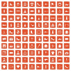 100 stylist icons set grunge orange