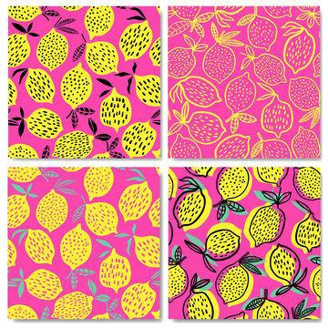 Lemon seamless pattern vector illustration. Summer design