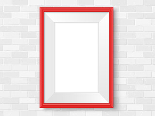 Frame on brick wall simple interior template vector red