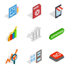 Project director icons set, isometric style