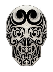 Art Graphic Skull Tattoo. Hand drawing on paper.
