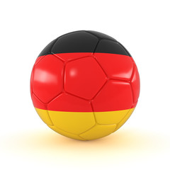 Fußball mit Deutschland Flagge auf weißem Hintergrund