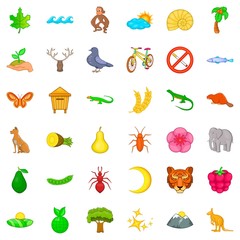 Obraz premium Sanctuary park icons set, cartoon style