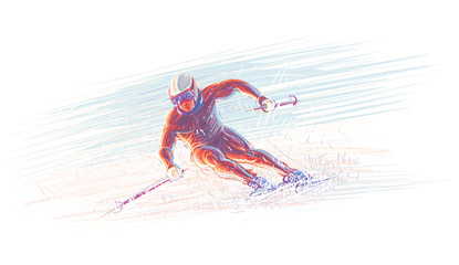 Skier/winter olimpic illustration. Vector. eps 10.  - obrazy, fototapety, plakaty