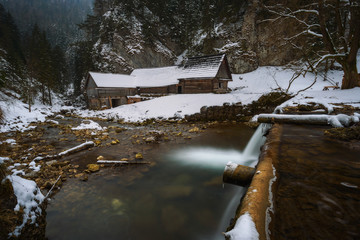 Old wooden water mill in winter © Nick Fox