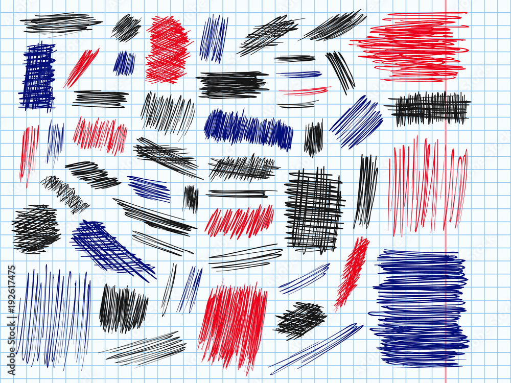 Poster scribbles doodle pencil signs set. simple sketch. hand drawn doodles. scrawl. pen strokes vector. no