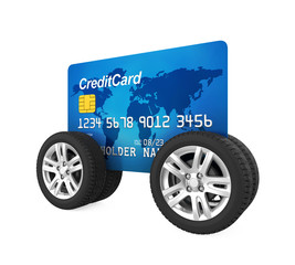 Credit Card with Wheels Isolated