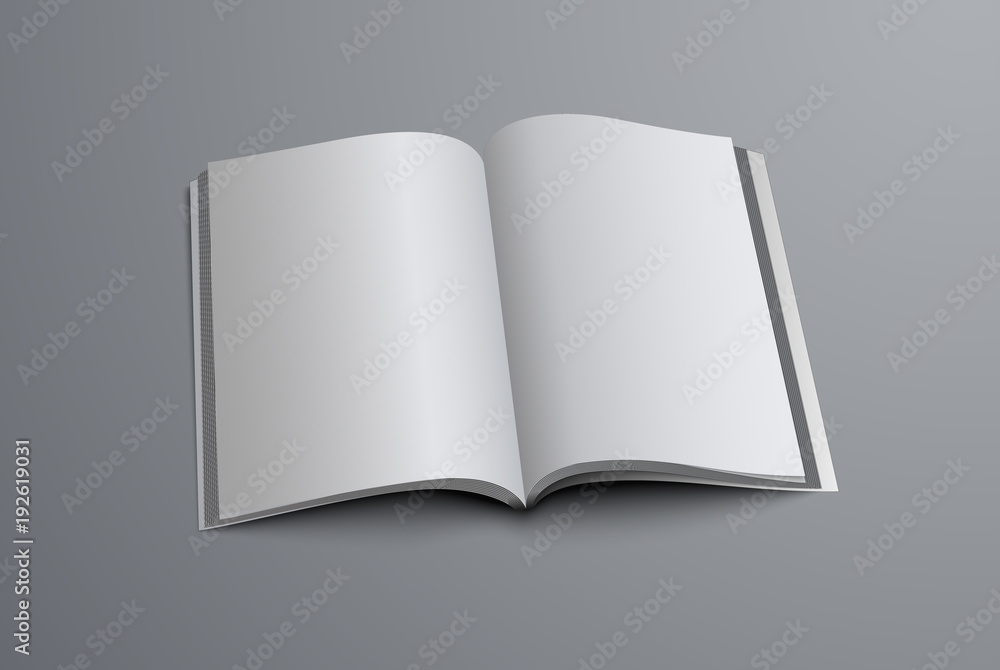 Poster layout of the A5 or A4 catalog is open in the middle of the page