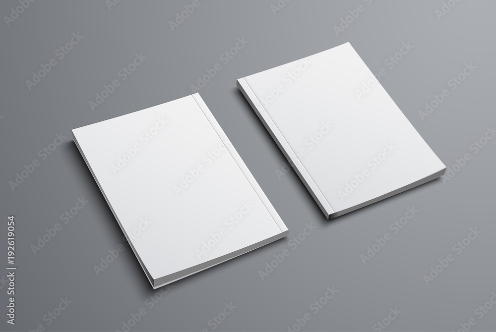Poster realistic mockup of two brochures with front and back covers.