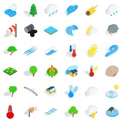 Naklejka premium Surrounding space icons set, isometric style
