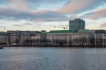 Fototapeta premium Buildings near the Alster lake