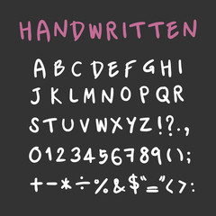 Handwritten alphabet, Capital Letters with Symbols. Vector for design.