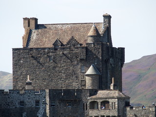 Eilean Donan Castle in SCOTLAND, celtic medieval scottish stone monument on island at lake loch Duich