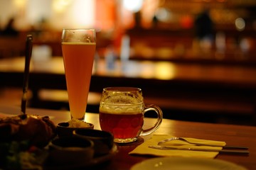 Two mugs of traditional Czech beer