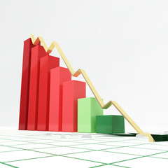 Fototapeta premium Financal bar graph going down