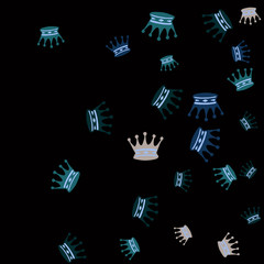 Elegant vector background with colored crowns. Simple gentle template for the card, invitation, printing. Fashionable decoration with beautiful crowns.