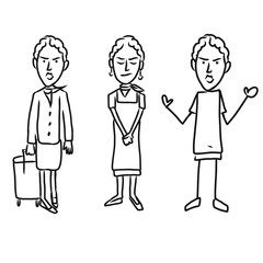 Three emotional woman characters