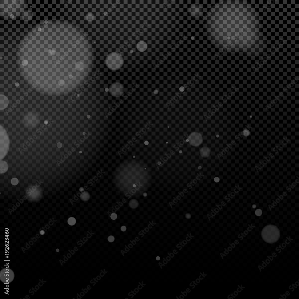 Poster white bokeh lights on a transparent background. abstract background for your design. light effect fo