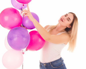 Young pretty girl with balloon, party  