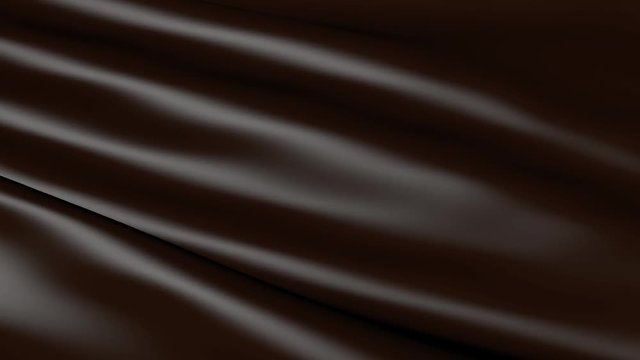 Fabric chocolate background in motion. Smooth waves of matter waving from the wind. The canvas develops shimmering. 