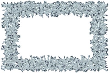 Frame of concrete nail isolated on white background.