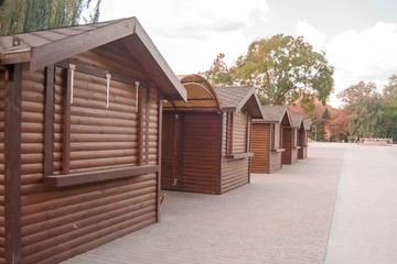 small wooden houses in a row