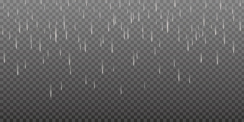 Vector rain isolated on transparent background.