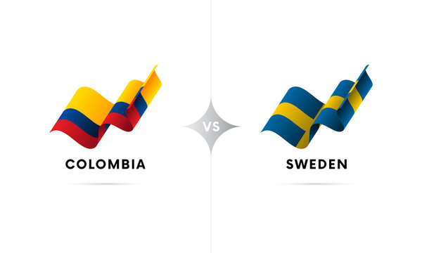 Colombia versus Sweden. Football. Vector illustration.