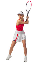 Woman tennis player isolated (without ball version)