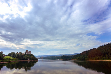 view of the famous castle niedzica at the  Poland