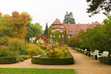 modern bench in the garden