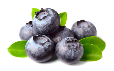fresh blueberries isolated on white