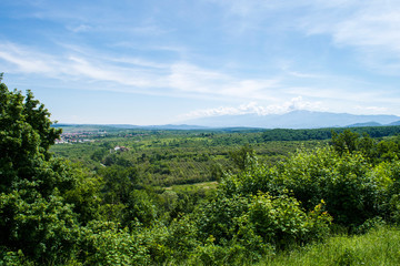 Fototapeta na wymiar Cisnadie Countryside out towards the Carpathian Mountains