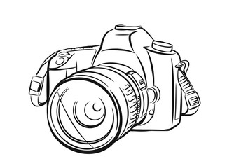 Modern camera in outline style.