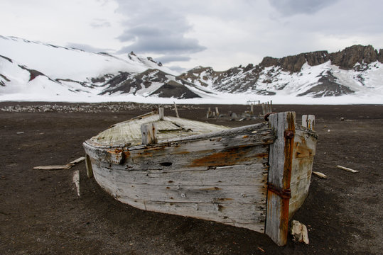 Old wooden boat on the beach