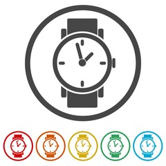 Watch icon - vector icons set, 6 Colors Included