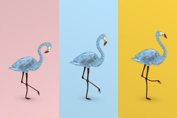Summertime. Good vibes with geometric flamingos in trendy pastel colors.